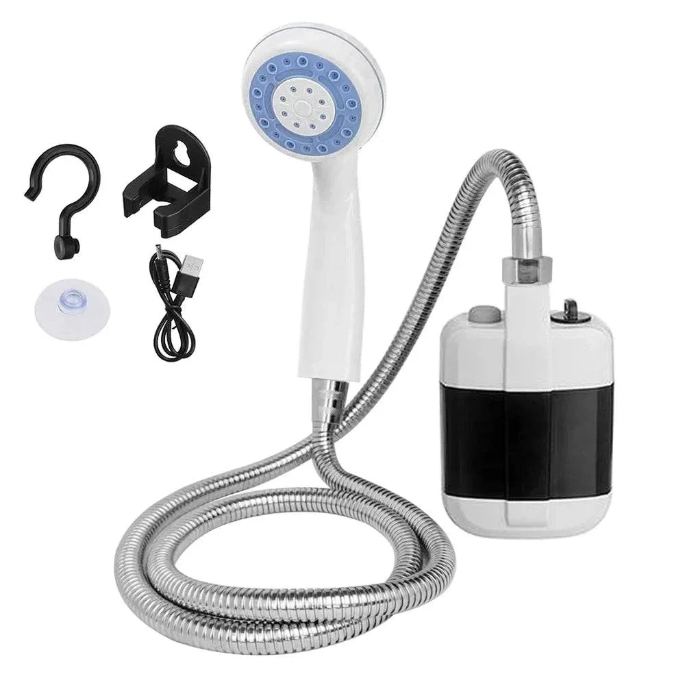 Rechargeable Shower Portable Camping Shower Head Bathing 3.7V Pump 4.9ft for Outdoor Travel Hiking Beach Pet Cleaning Equipment