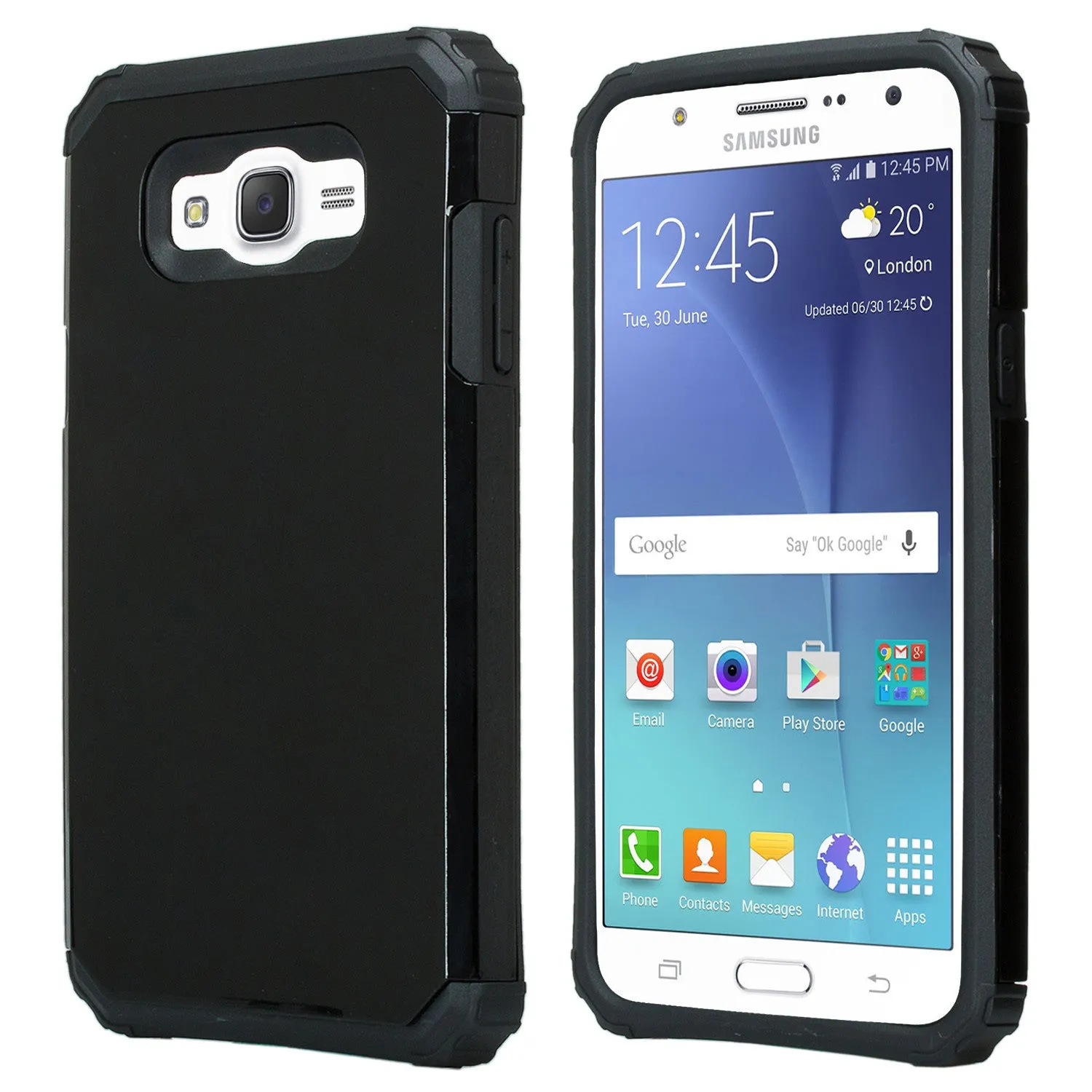 Samsung Galaxy J7 (Boost Mobile,Virgin,MetroPcs,T-Mobile) Dual Layered Slim Hybrid Case - Black