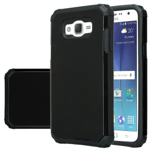 Samsung Galaxy J7 (Boost Mobile,Virgin,MetroPcs,T-Mobile) Dual Layered Slim Hybrid Case - Black