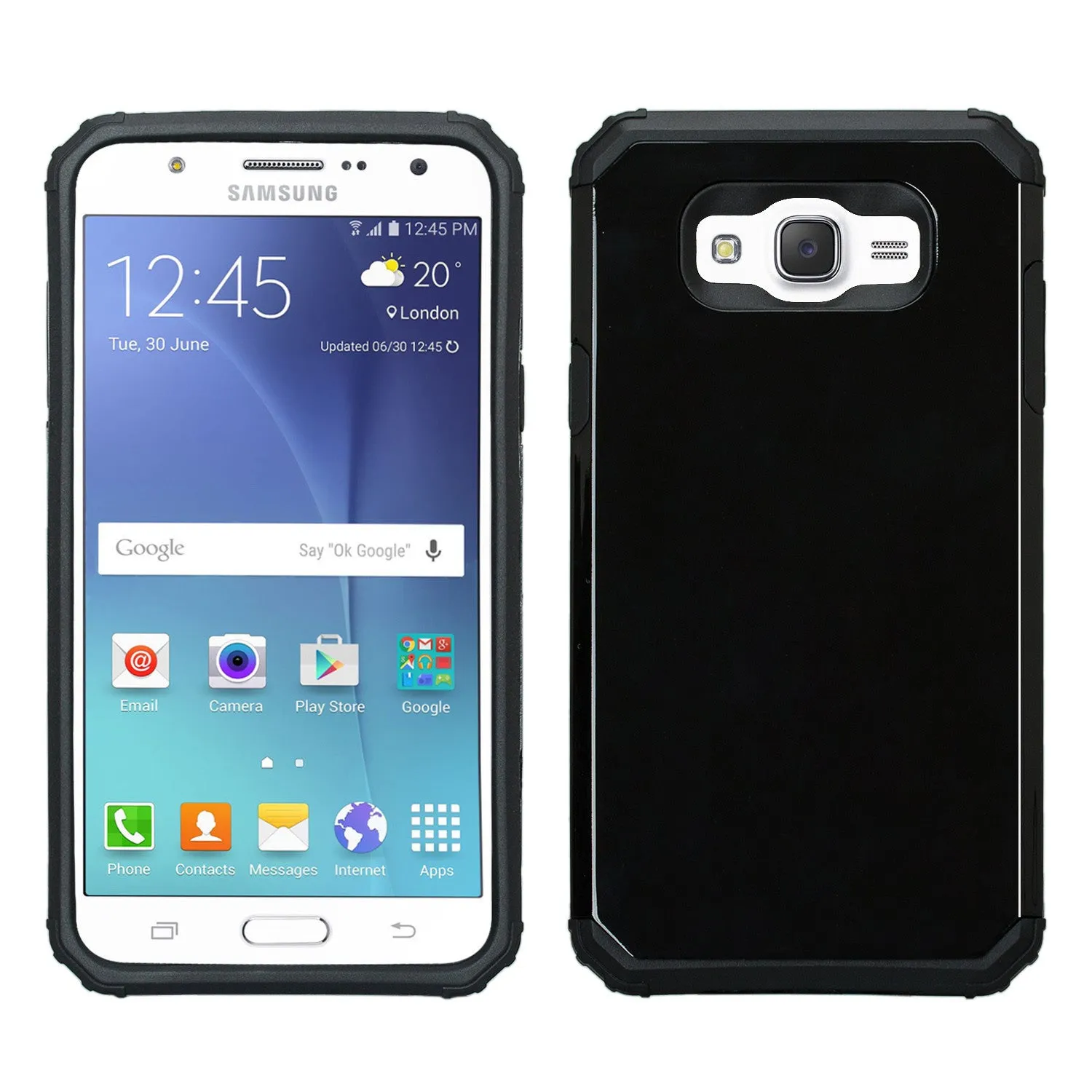 Samsung Galaxy J7 (Boost Mobile,Virgin,MetroPcs,T-Mobile) Dual Layered Slim Hybrid Case - Black
