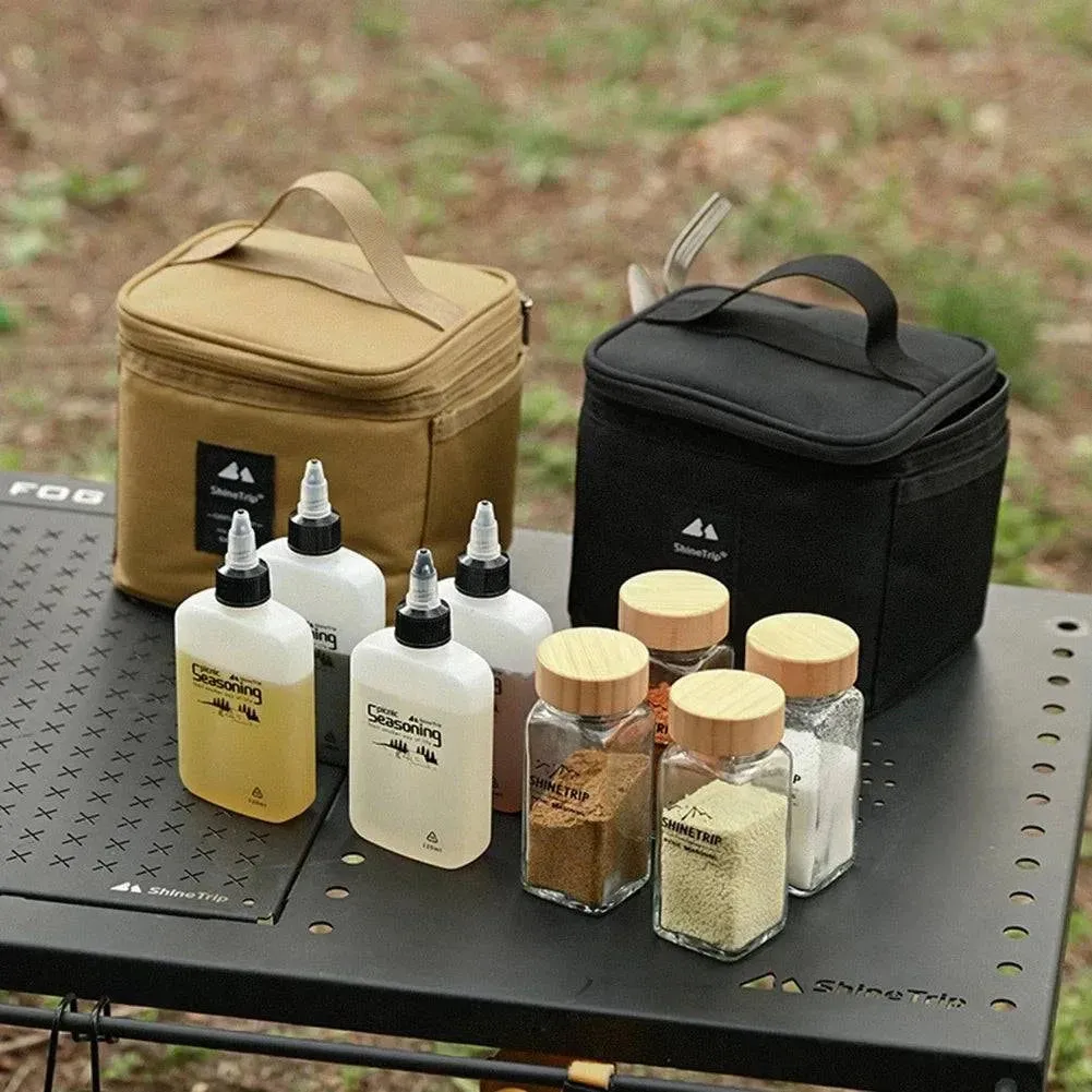 Shinetrip Outdoor Seasoning Bottle Set Storage Bag Portable Sealing Oil Bottle Combination Set Travel BBQ Camping Supplies
