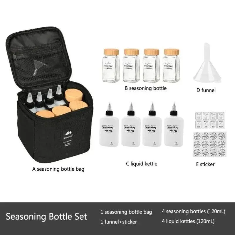 Shinetrip Outdoor Seasoning Bottle Set Storage Bag Portable Sealing Oil Bottle Combination Set Travel BBQ Camping Supplies