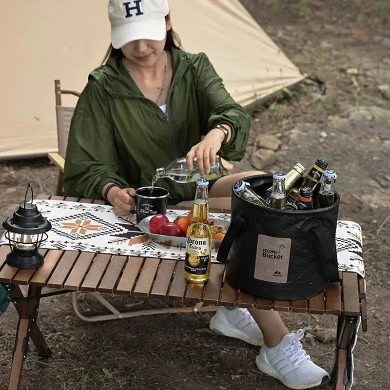 ShineTrip Outdoor Thickened Portable Camping Bucket High-temperature Resistant Large Capacity Folding Water Bucket ﻿