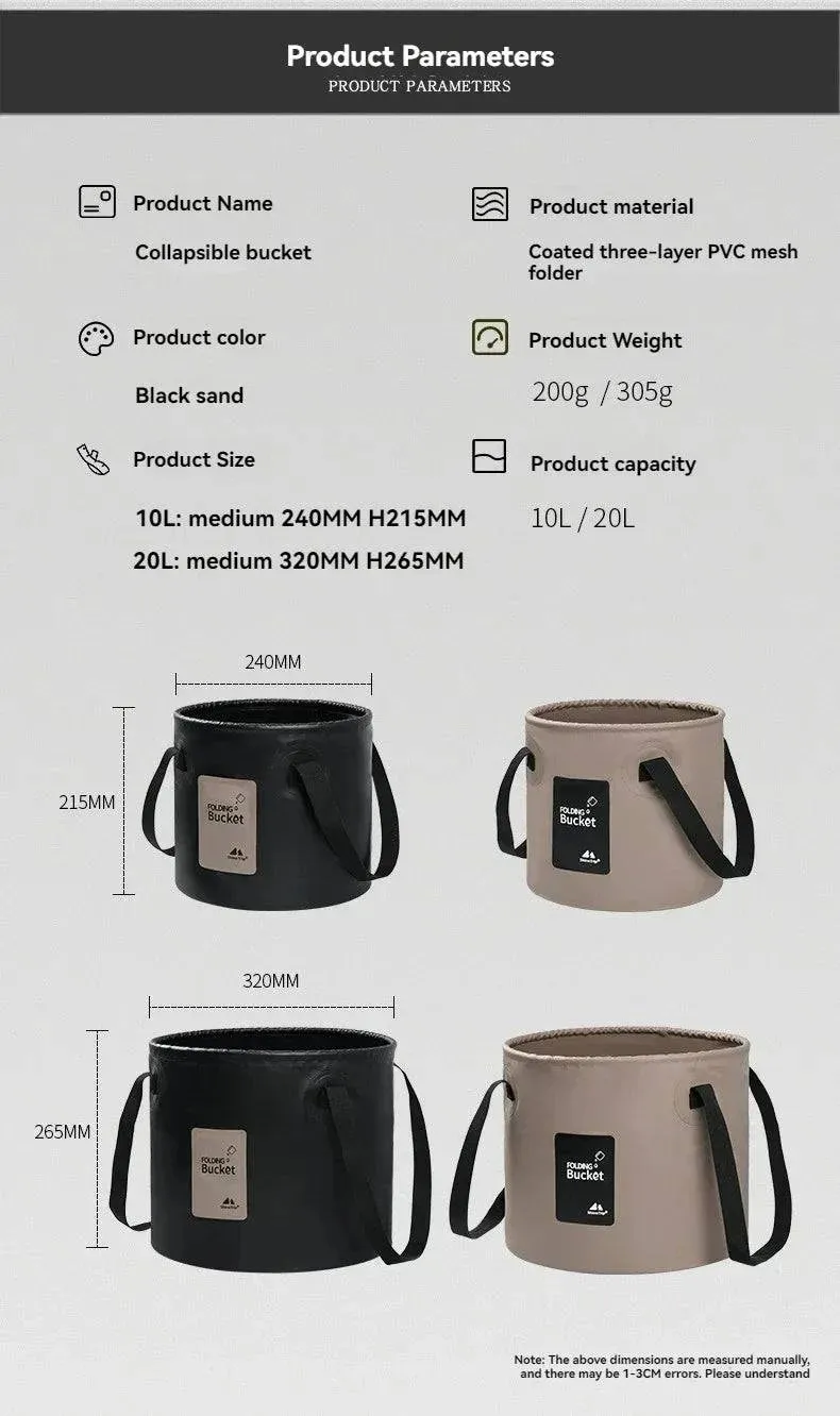 ShineTrip Outdoor Thickened Portable Camping Bucket High-temperature Resistant Large Capacity Folding Water Bucket ﻿