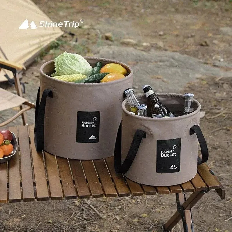 ShineTrip Outdoor Thickened Portable Camping Bucket High-temperature Resistant Large Capacity Folding Water Bucket ﻿