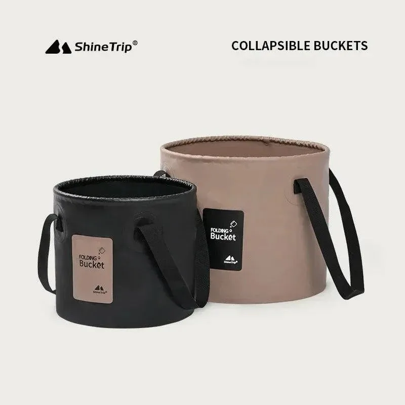 ShineTrip Outdoor Thickened Portable Camping Bucket High-temperature Resistant Large Capacity Folding Water Bucket ﻿