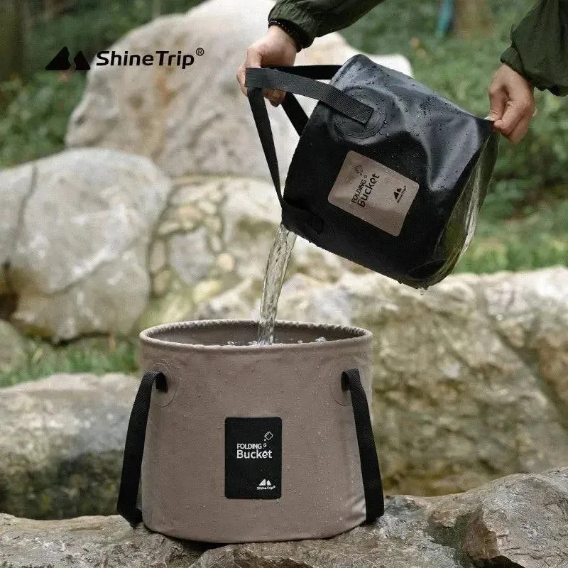 ShineTrip Outdoor Thickened Portable Camping Bucket High-temperature Resistant Large Capacity Folding Water Bucket ﻿