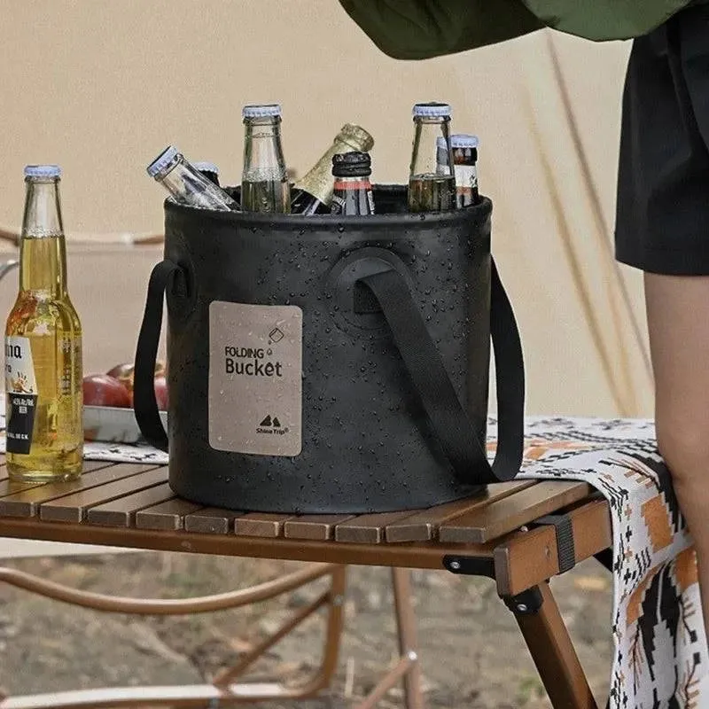 ShineTrip Outdoor Thickened Portable Camping Bucket High-temperature Resistant Large Capacity Folding Water Bucket ﻿