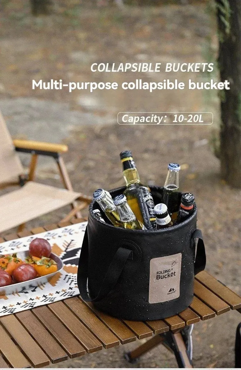 ShineTrip Outdoor Thickened Portable Camping Bucket High-temperature Resistant Large Capacity Folding Water Bucket ﻿