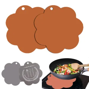 Silicone Induction Cooktop Protector Mat for Cooking 2 Pieces Anti Scratch Mat for Induction Cooktop Non Slip Induction Cook-top Pads Universal Induction Cooker Mat Orange Flower Shape 25cm