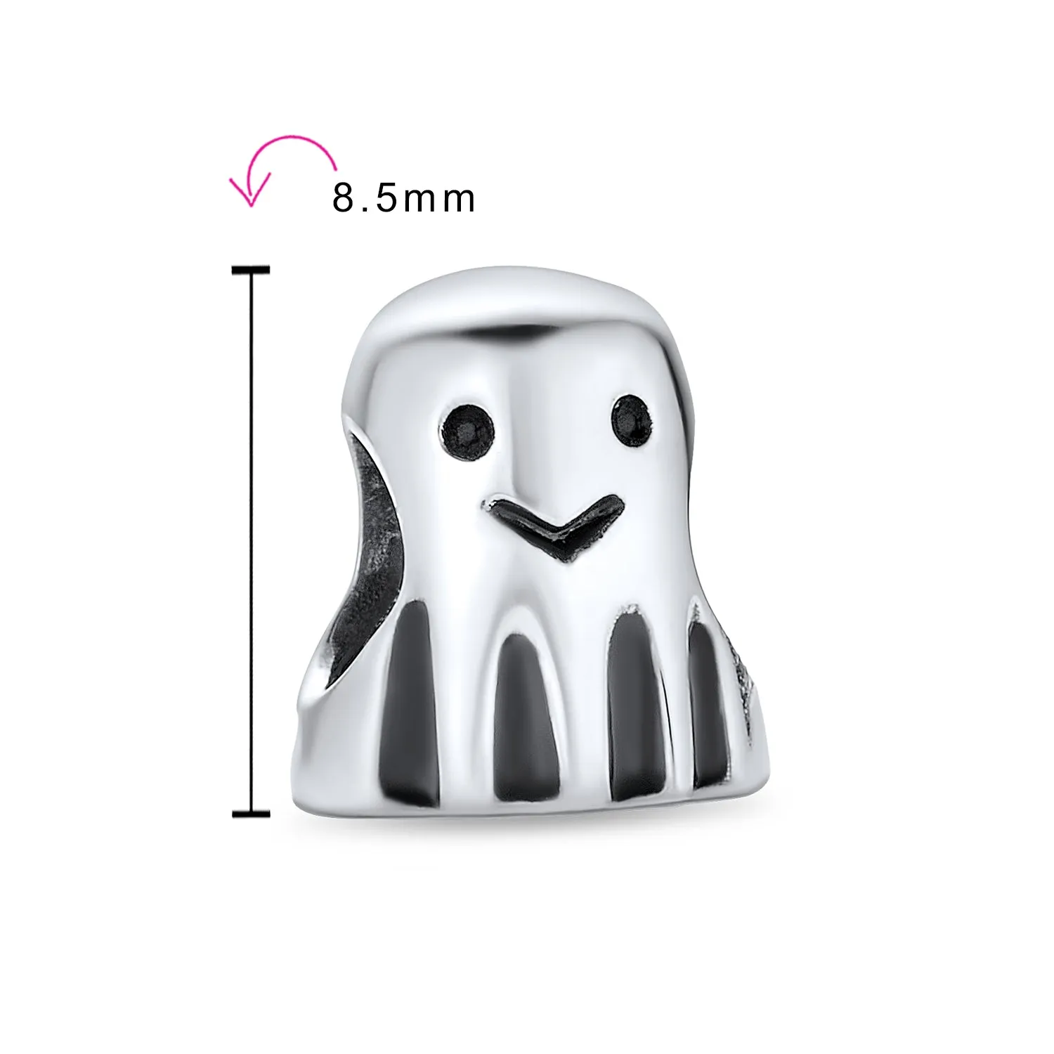 Spooky Halloween Ghost Charm Bead Sterling Silver for European Bracelet