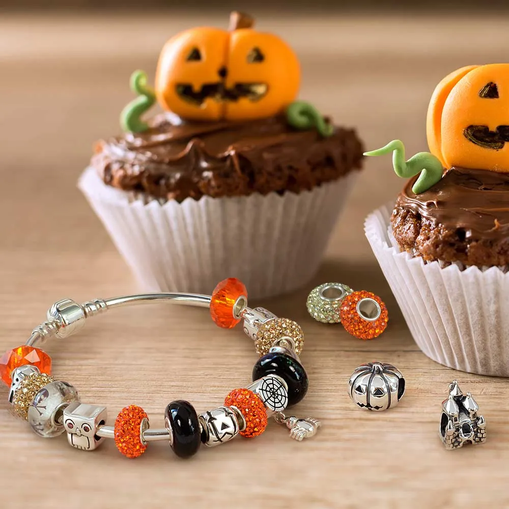 Spooky Halloween Ghost Charm Bead Sterling Silver for European Bracelet