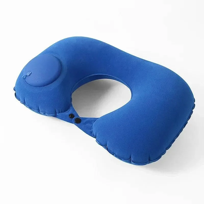 U Shape Neck Cushion Automatic Air Inflatable Pillow Compress Ring Pillow For Airplane Car Outdoor Travel
