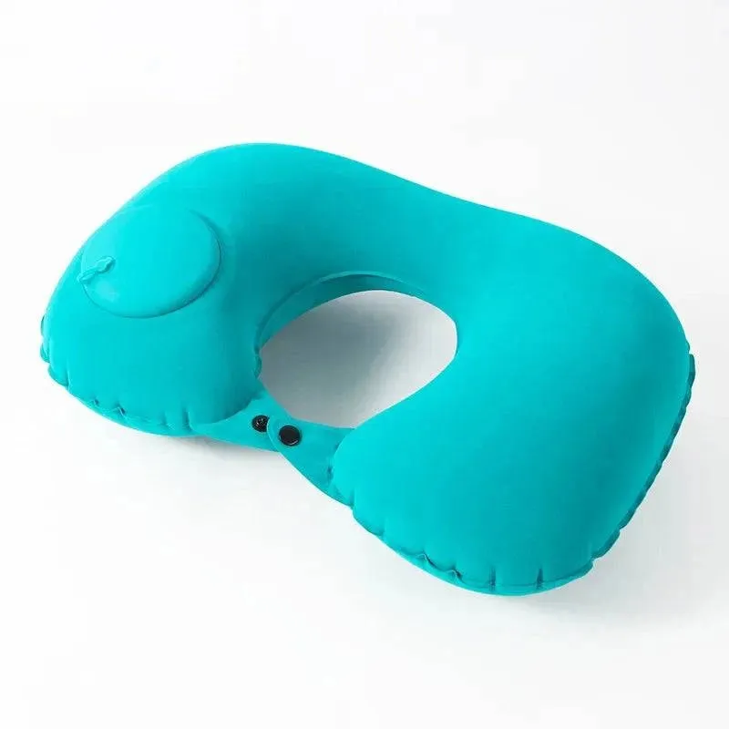U Shape Neck Cushion Automatic Air Inflatable Pillow Compress Ring Pillow For Airplane Car Outdoor Travel
