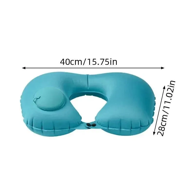 U Shape Neck Cushion Automatic Air Inflatable Pillow Compress Ring Pillow For Airplane Car Outdoor Travel