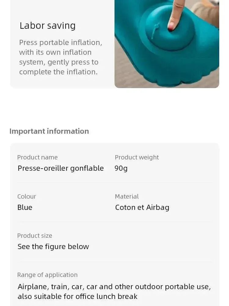 U Shape Neck Cushion Automatic Air Inflatable Pillow Compress Ring Pillow For Airplane Car Outdoor Travel