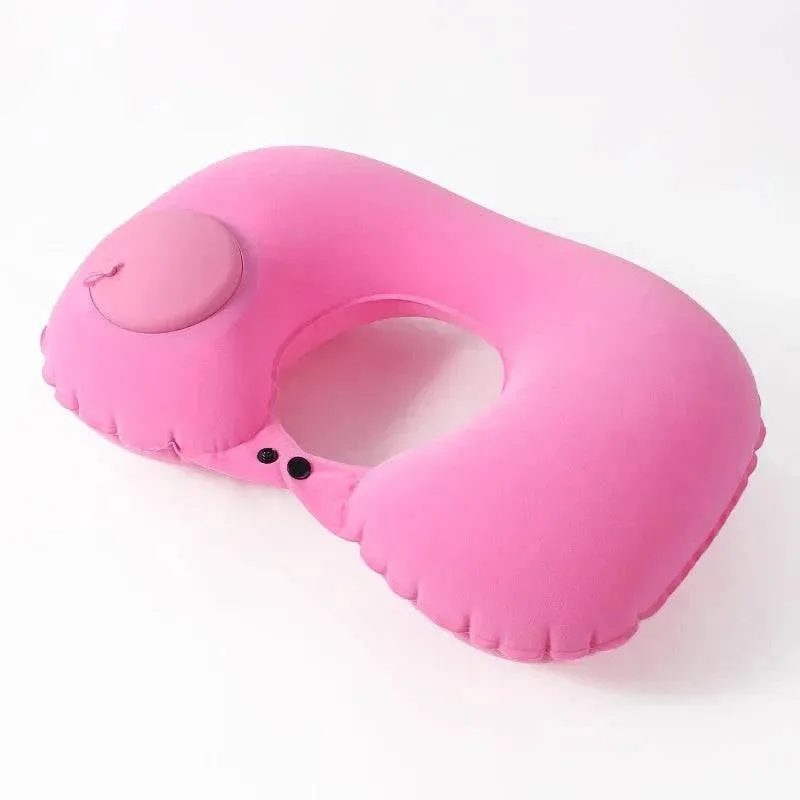 U Shape Neck Cushion Automatic Air Inflatable Pillow Compress Ring Pillow For Airplane Car Outdoor Travel